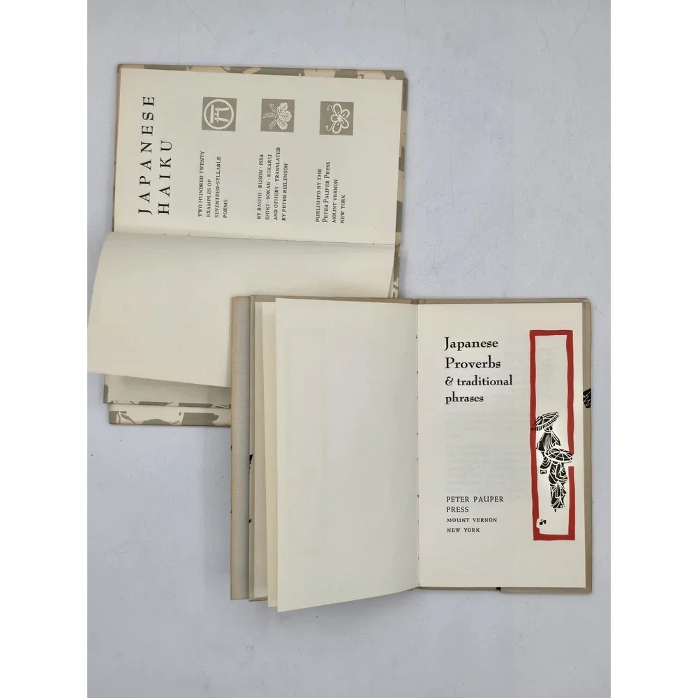 2 Lot VTG Hardcover Japanese 1962 Proverbs + Japanese Haiku 1955/56 Peter Pauper